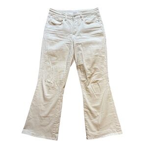 Good American good legs crop boot jeans cream size 8